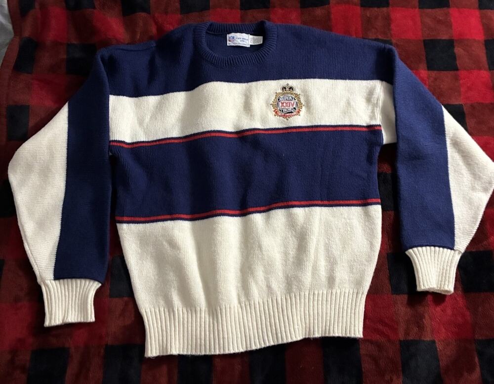 NFL Super Bowl XXIV New Orleans vintage rare Sweater XL Blue/White/Red wool